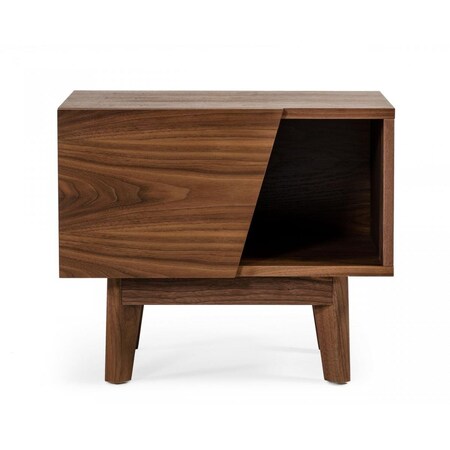 Gfancy Fixtures Mid Century Walnut Light Brown Nightstand with One Drawer & One Shelf GF3099254